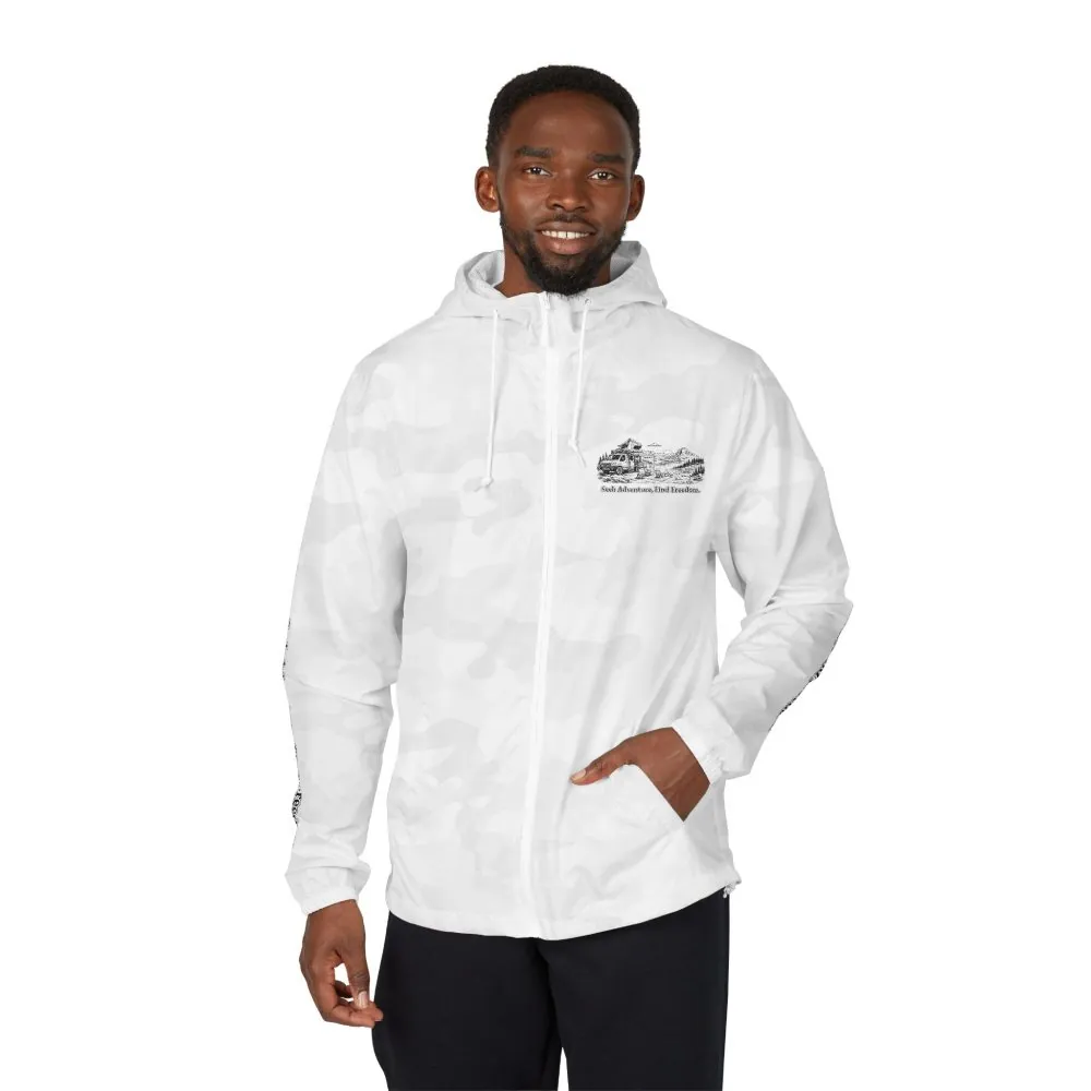 Unisex Full-Zip Windbreaker Jacket — "Seek Adventure, Find Freedom" (Design "Minimal-Line")