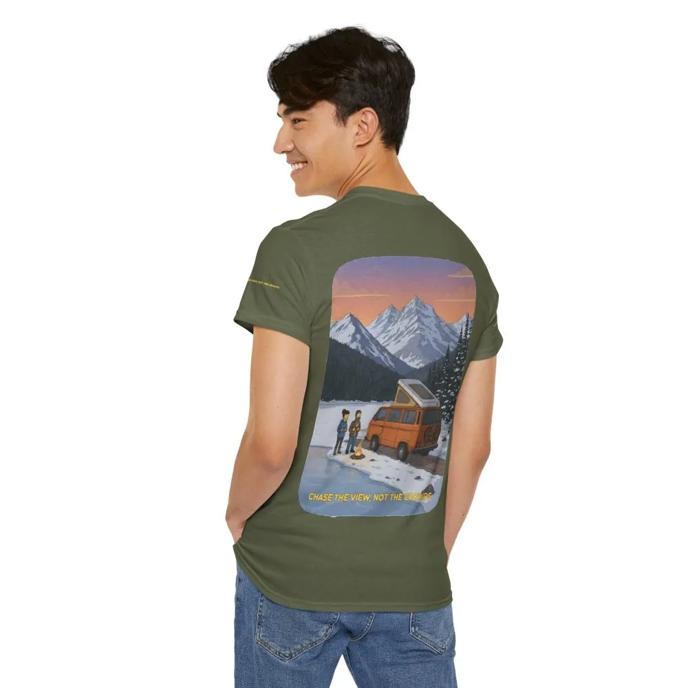Unisex Heavy Cotton Tee — "Chase The Views-Not The Crowds" Design Sitcom-Line