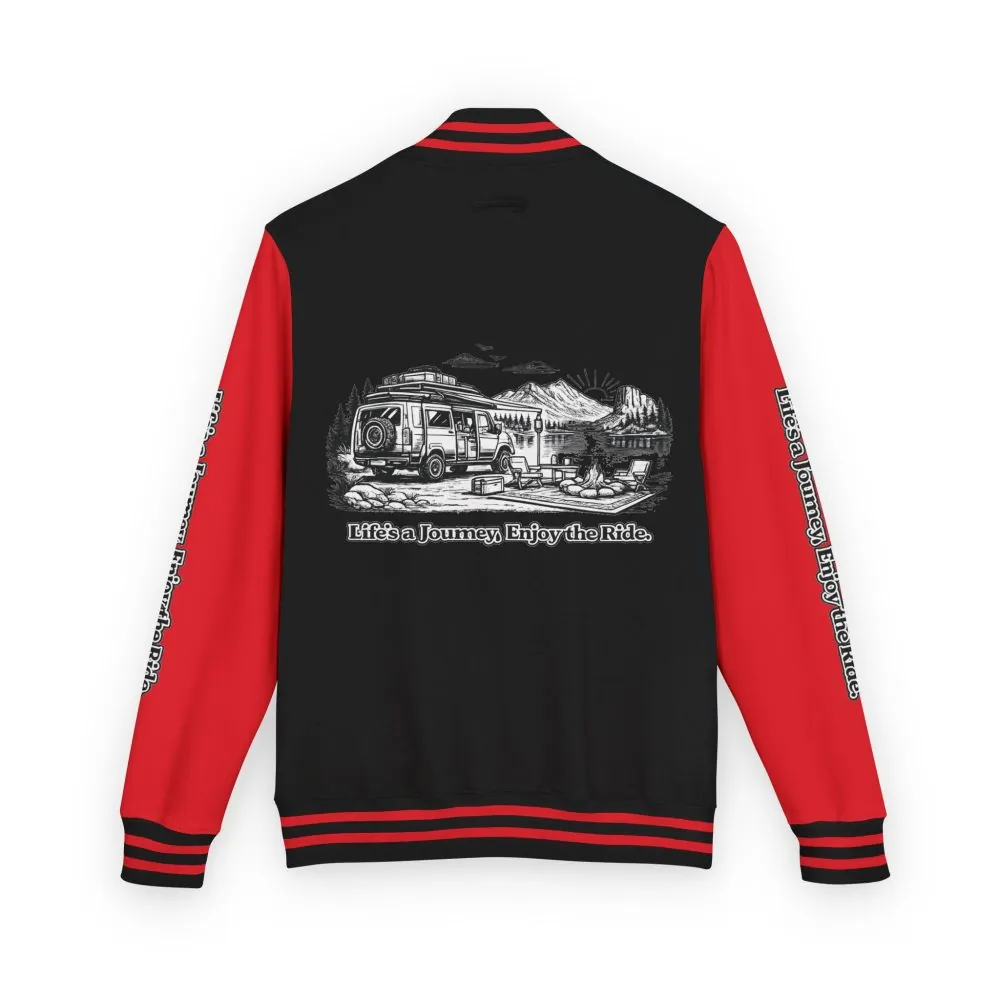 Unisex Heavyweight Letterman Jacket — "Lifes A Journey,Enjoy The Ride" Travel Varsity Coat