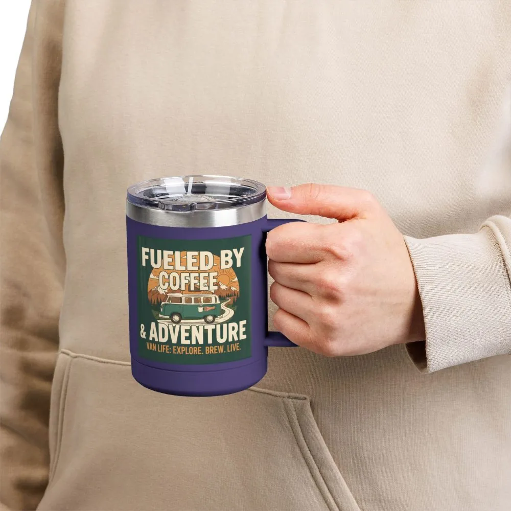 Coffee Mug Tumbler, 15oz — "Fueled by Coffee & Adventure"
