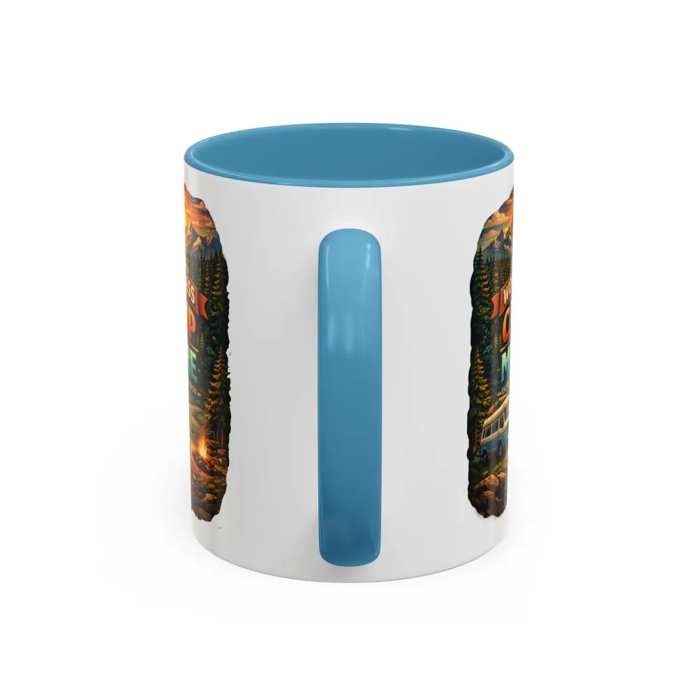 Accent Coffee Mug (11, 15oz) — "Work Less-Camp More" Design Scenic-Line