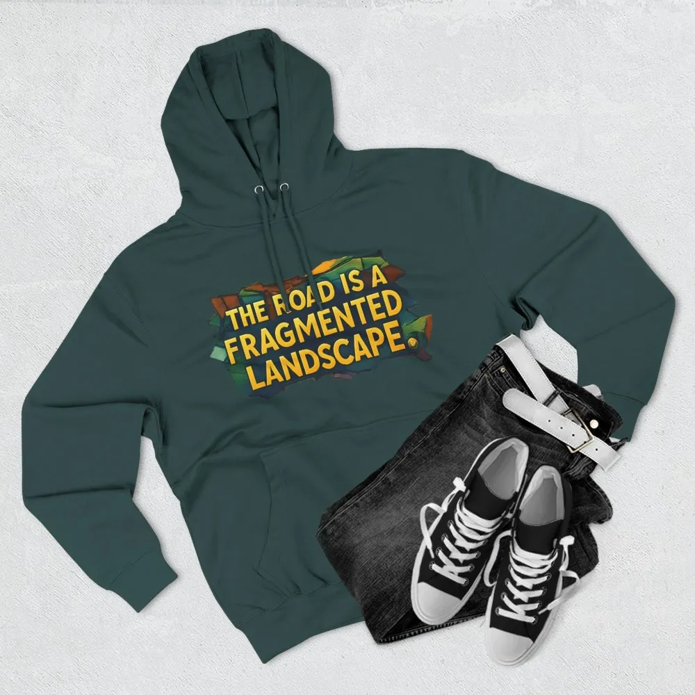 Three-Panel Fleece Hoodie - "The Road Is A Fragmented Landscape" Design Cubic-Line
