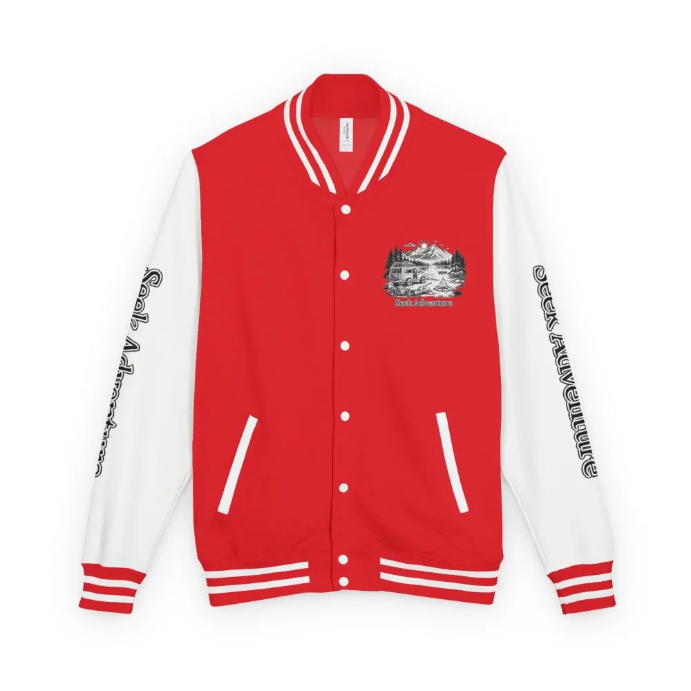 Unisex Heavyweight Letterman Jacket — "Seek Adventure" Travel Varsity Coat