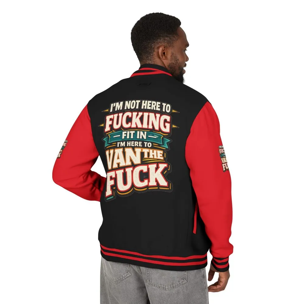 Unisex Heavyweight Letterman Jacket — "I´m Not Here To Fucking Fit In" Design F**K-Line