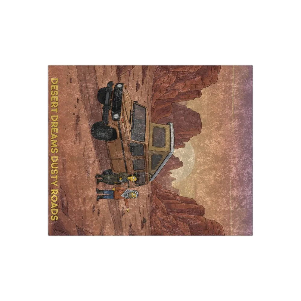 Crushed Velvet Blanket —"Desert Dreams Dusty Roads" Design Sitcom-Line (Campervan)