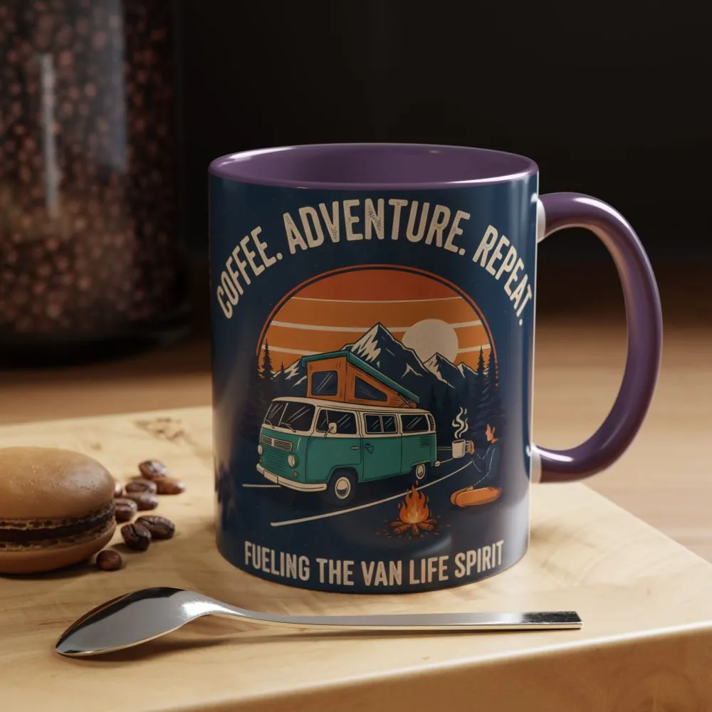 Accent Coffee Mug (11, 15oz) - "Coffee. Adventure. Repeat."
