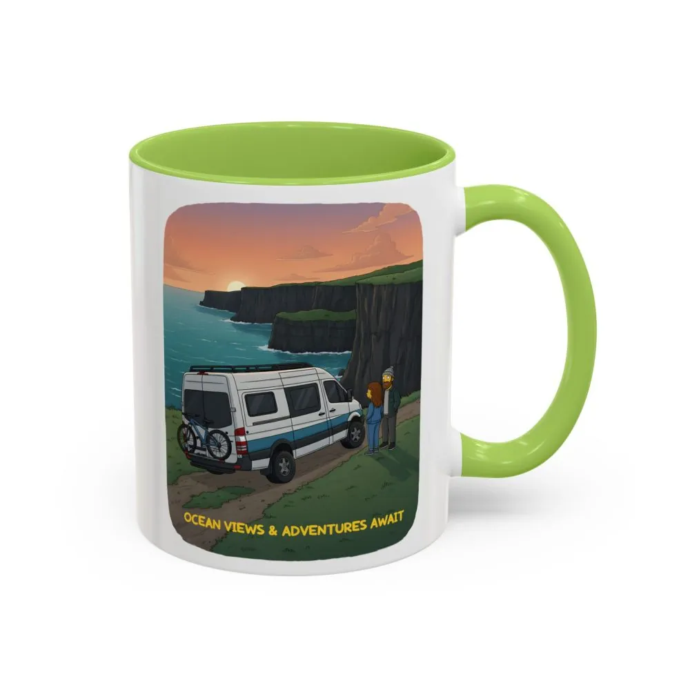 Accent Coffee Mug (11, 15oz) — "Ocean Views-Adventures Awaits" Design Sitcom-Line