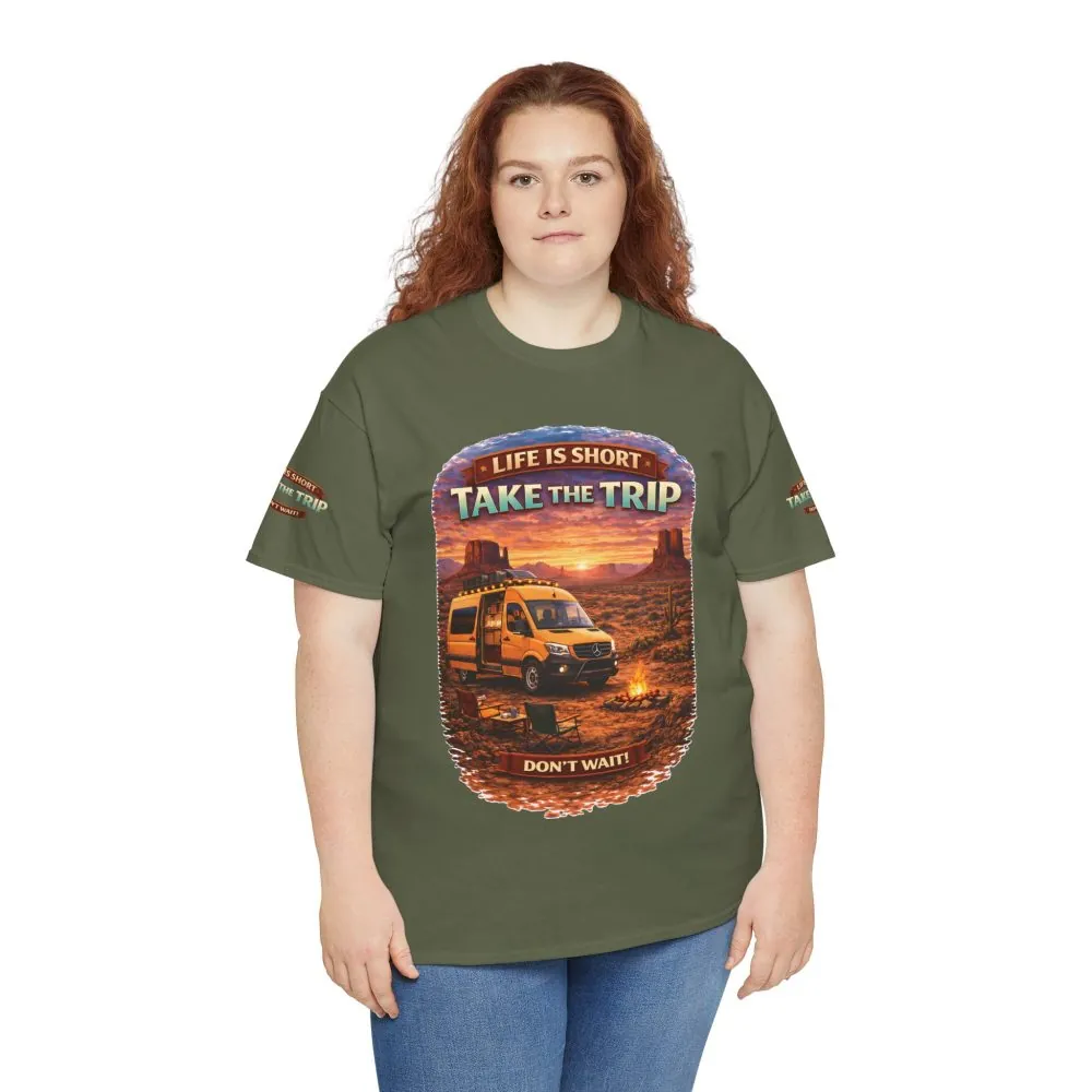 Unisex Heavy Cotton Tee — "Life Is To Short-Take The Trip" Design Scenic-Line