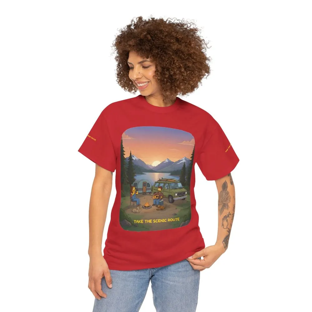 Unisex Heavy Cotton Tee — "Take The Scenic Route" Design Sitcom-Line
