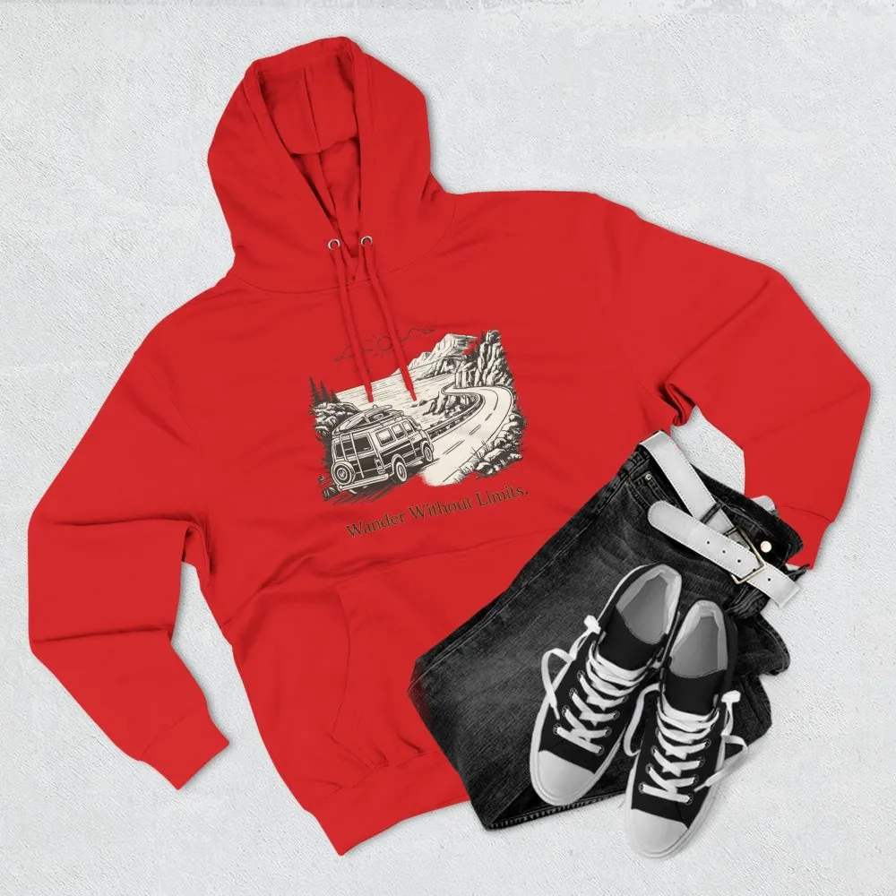 6915772969736890685_2048.jpeg Three-Panel Fleece Hoodie - "Wander Without Limits" Design Minimal-Line
