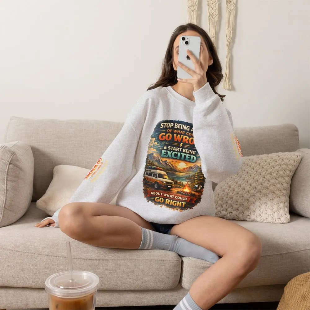 Unisex Heavy Blend™ Crewneck Sweatshirt — "Stop Being Afraid Of What Could Go Wrong" Design Scenic-Line