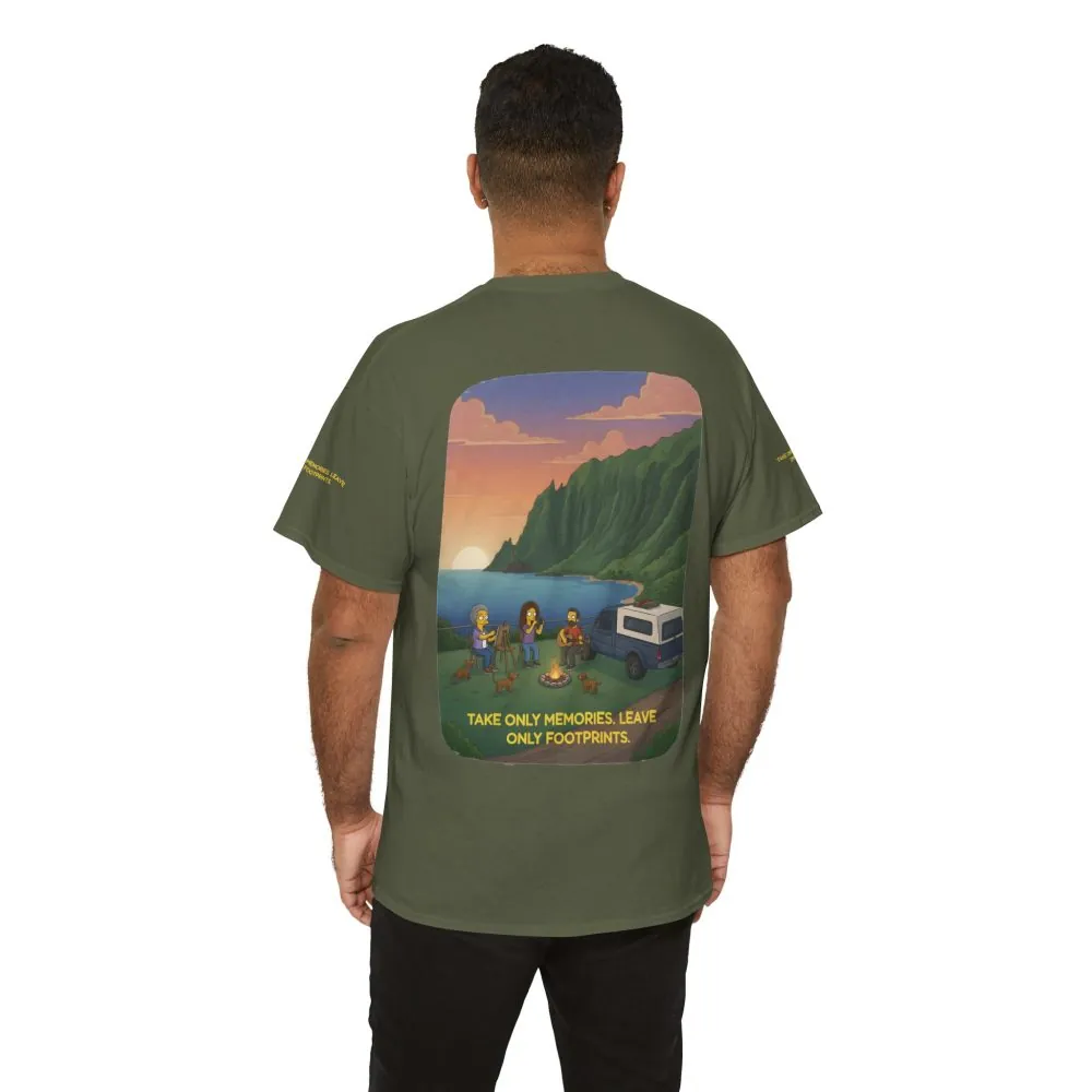 Unisex Heavy Cotton Tee — "Take Only Memories-Leave Only Footprints" Design Sitcom-Line