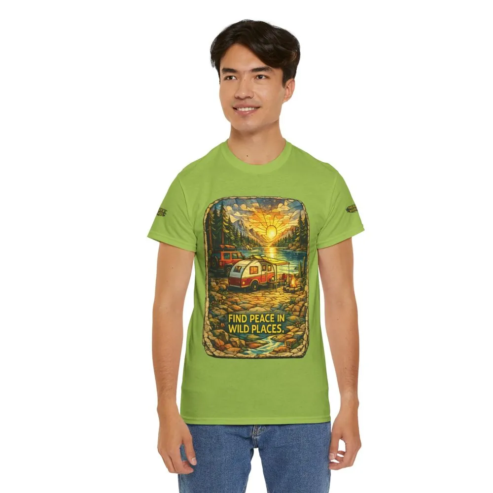 6930759698700060331_2048.jpeg Unisex Heavy Cotton Tee — "Find Peace In Wild Places" Design Cubic-Line