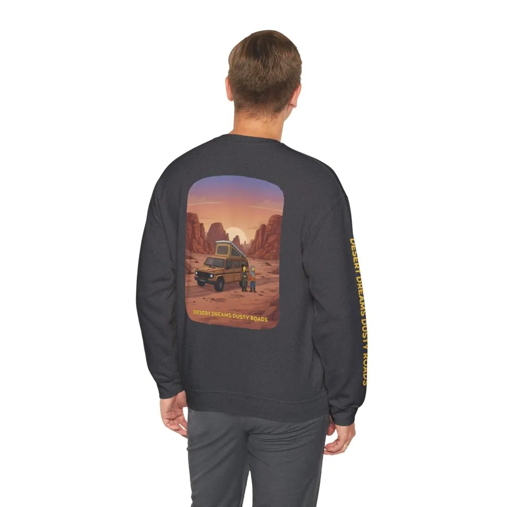 Unisex Heavy Blend™ Crewneck Sweatshirt — "Desert Dreams Dusty Roads" Design Sitcom-Line