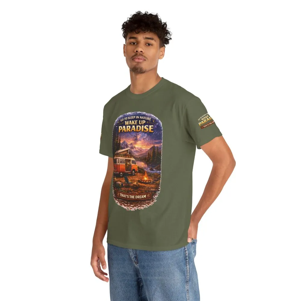 Unisex Heavy Cotton Tee — "Go Sleep In Nature" Design Scenic-Line