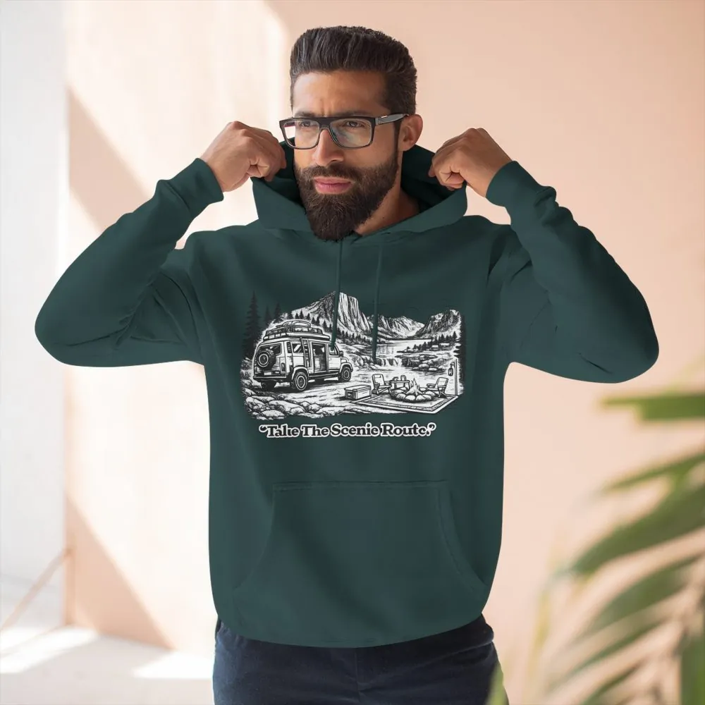 6938739850185928439_2048.jpeg Three-Panel Fleece Hoodie - "Take The Scenic Route" Design Minimal-Line