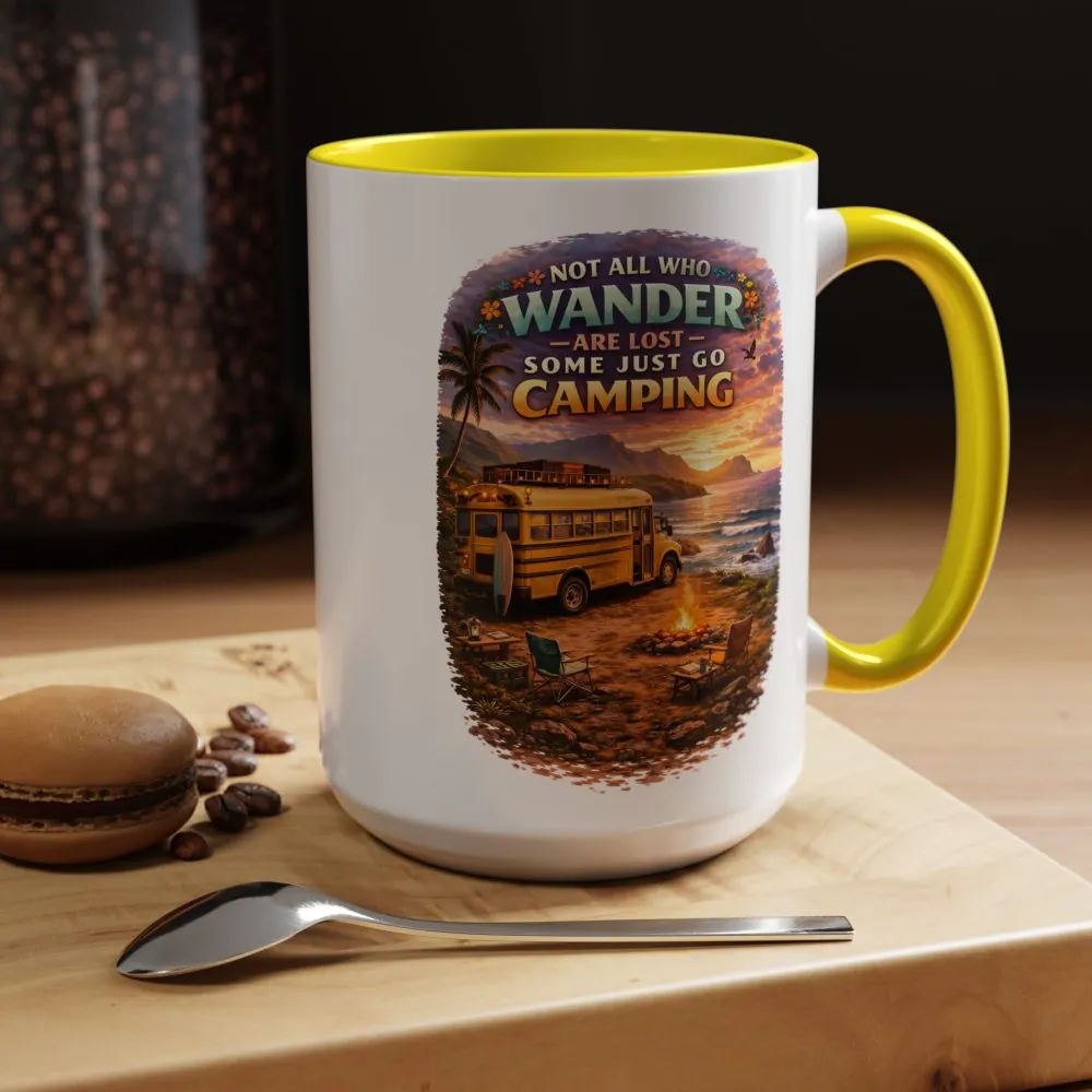 Accent Coffee Mug (11, 15oz) — "Not All Who Wander Are Lost" Design Scenic-Line