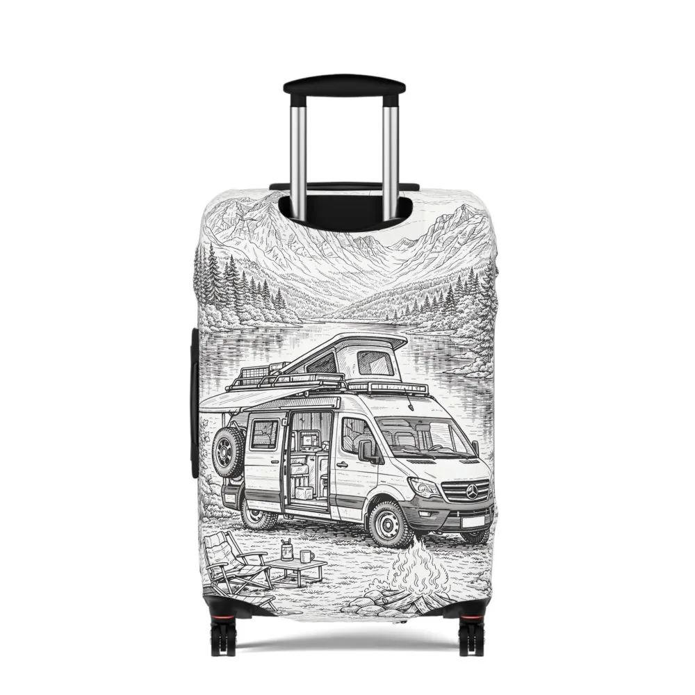 Luggage Cover — Adventure Camper Sketch Travel Suitcase