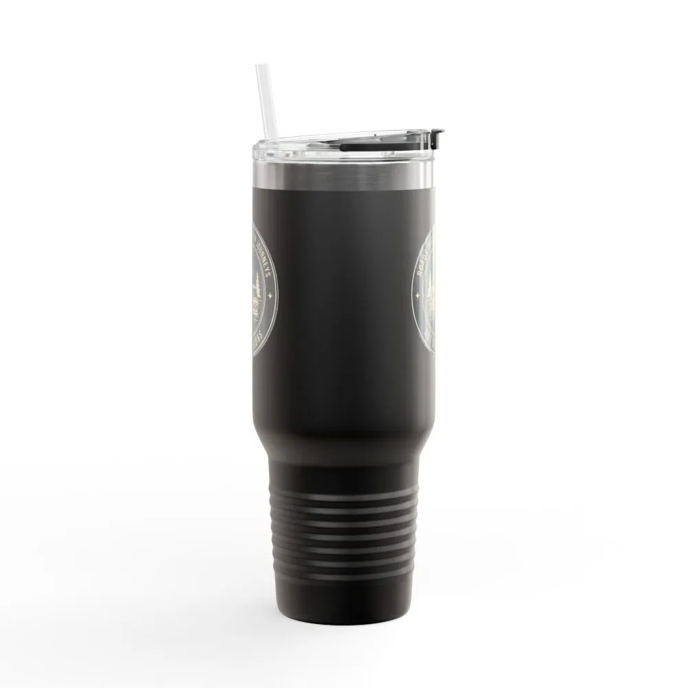 Insulated Travel Mug -'ROAD WHERE MADE FOR JOURNEYS-NOT DESTINATIONS' (40oz ) – Retro Camper Design, Keep Drinks Hot or Cold