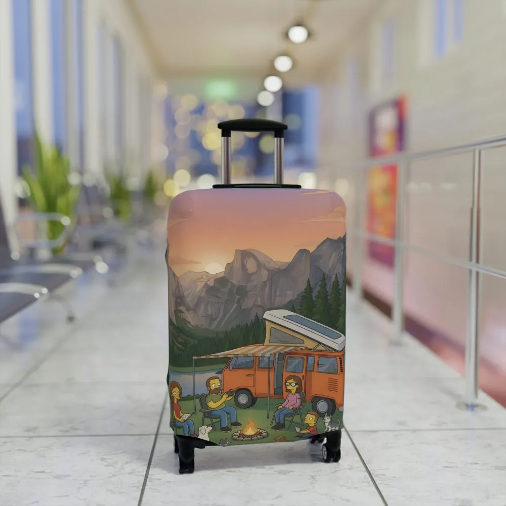 Luggage Cover — Adventure Camper Sketch Travel Suitcase(Design Sitcom-Line)