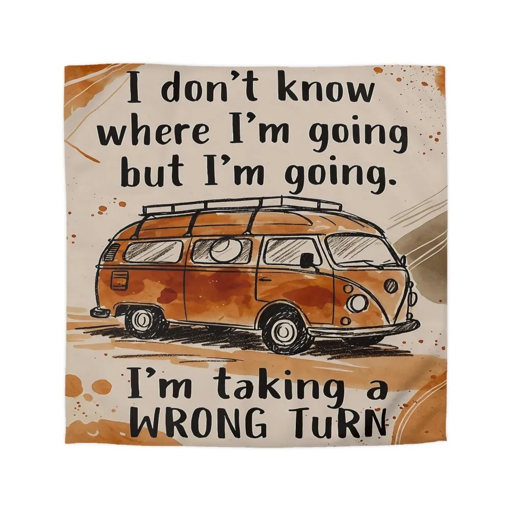Duvet Cover - 'I Don't Know Where I'm Going' Vintage Camper Quote Microfiber Duvet