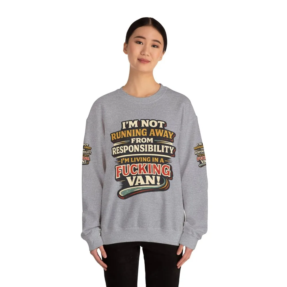 Unisex Heavy Blend™ Crewneck Sweatshirt — "I`m Not running Away" Design F**K-Line