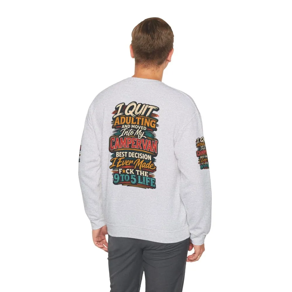 Unisex Heavy Blend™ Crewneck Sweatshirt — "I Quit Adulting" Design F**K-Line