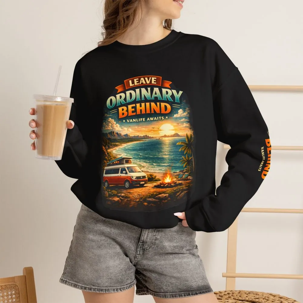 Unisex Heavy Blend™ Crewneck Sweatshirt — "Leave Ordinary Behind" Design Scenic-Line