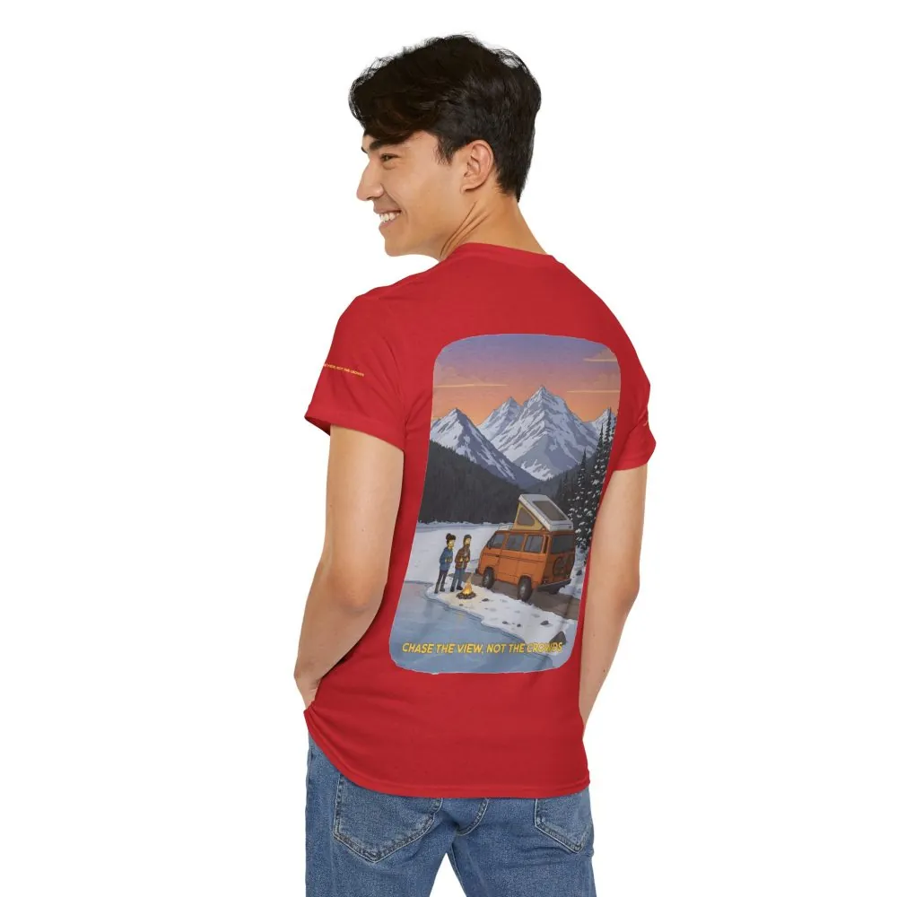 Unisex Heavy Cotton Tee — "Chase The Views-Not The Crowds" Design Sitcom-Line