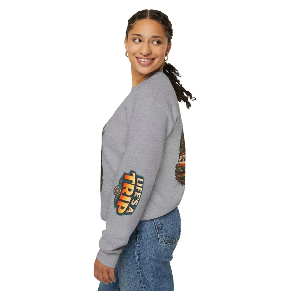 Unisex Heavy Blend™ Crewneck Sweatshirt — "Life s A Trip" Design Scenic-Line