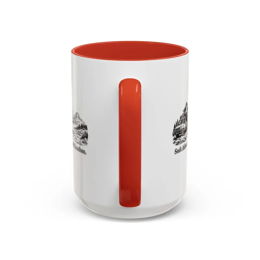 7022804464372340677_2048.jpeg Accent Coffee Mug (11, 15oz) — "Seek Adventure, Find Freedom" Design Minimal-Line