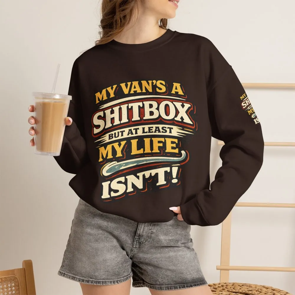 Unisex Heavy Blend™ Crewneck Sweatshirt — "My Van`s A Shitbox" Design F**K-Line