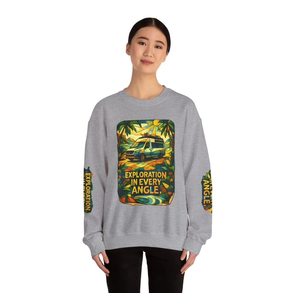 Unisex Heavy Blend™ Crewneck Sweatshirt — "Exploration In Every Angle" Design Cubic-Line