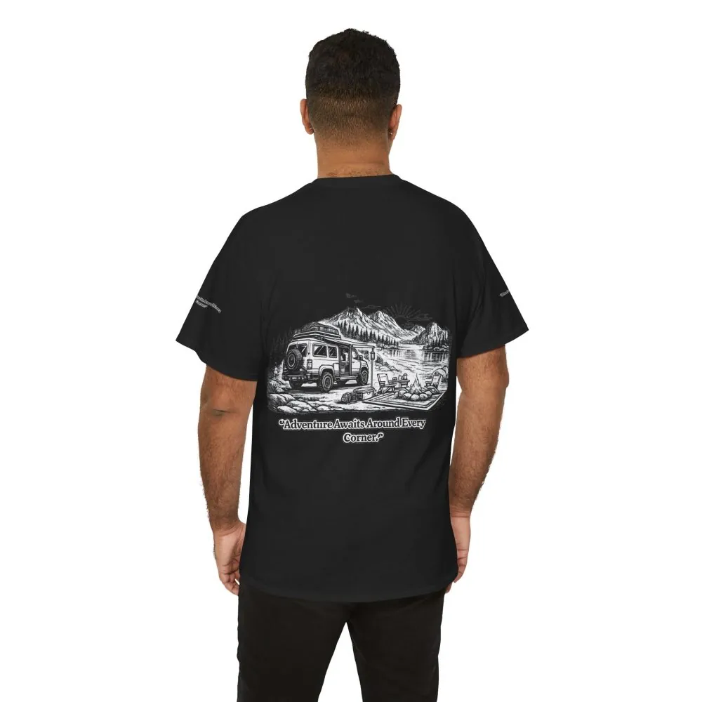 7043523473015792532_2048.jpeg Unisex Heavy Cotton Tee — "Adventure Awaits Around Every Corner" Design Minimal-Line