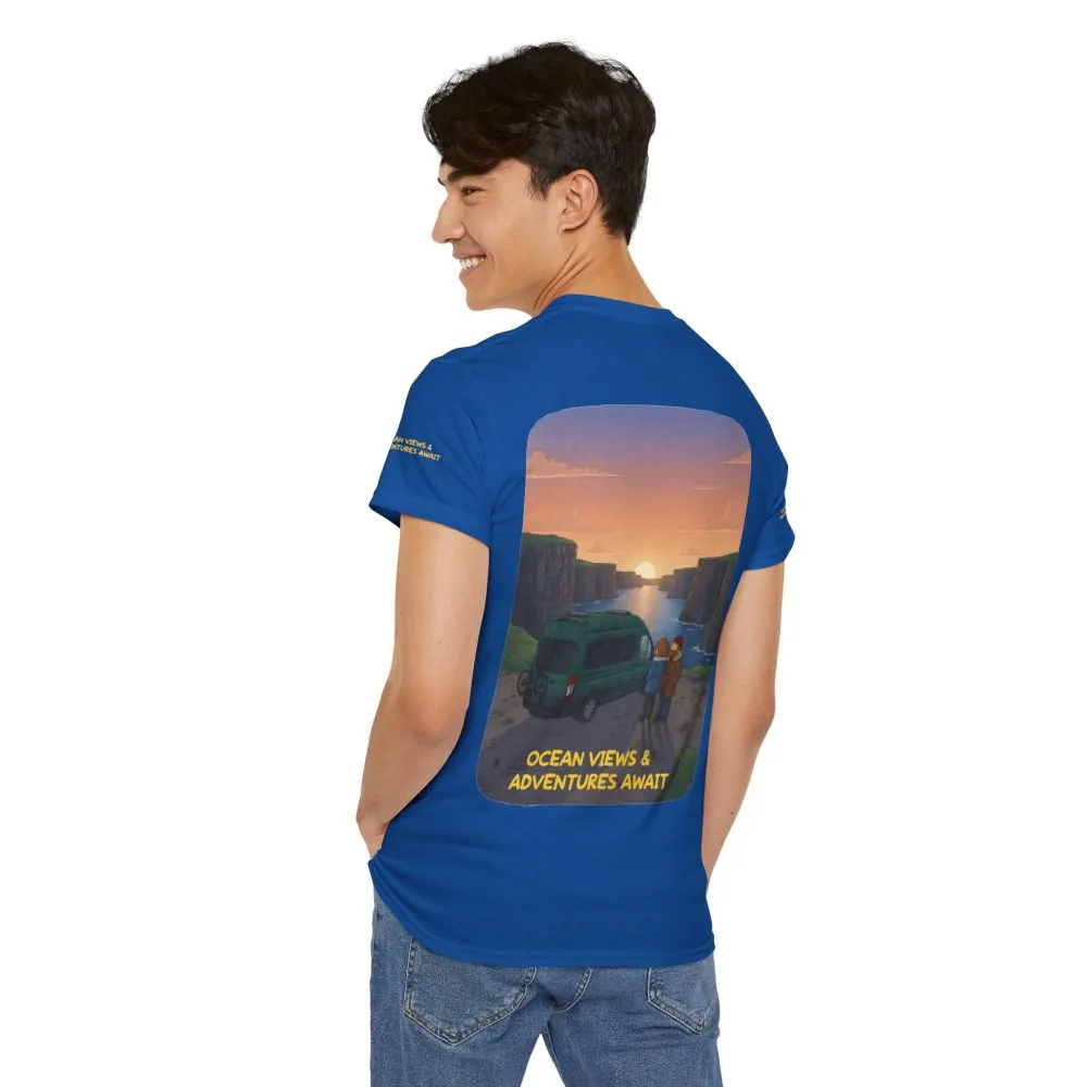 7043978384564724440_2048.jpeg Unisex Heavy Cotton Tee — "Ocean Views-Adventures Awaits" Design Sitcom-Line