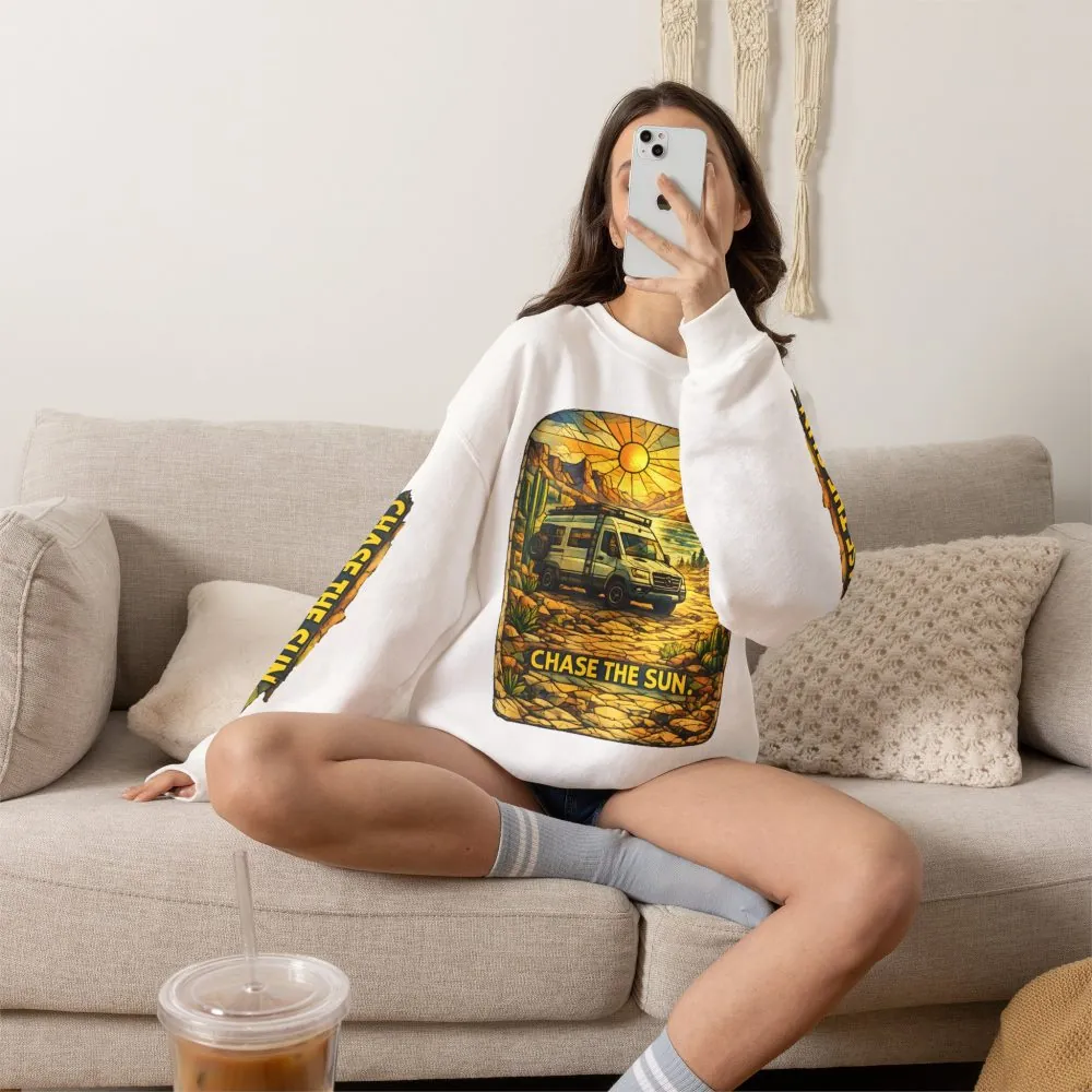 Unisex Heavy Blend™ Crewneck Sweatshirt — "Chase The Sun" Design Cubic-Line