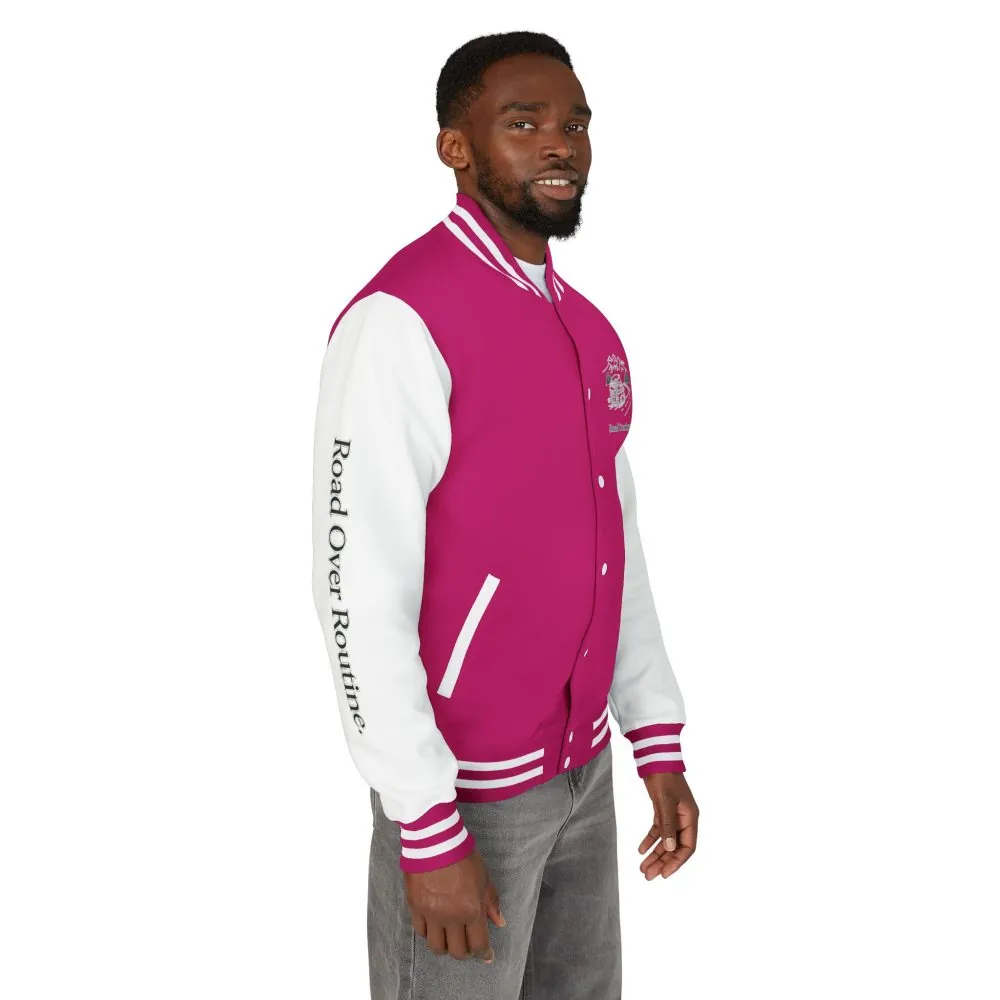 Unisex Heavyweight Letterman Jacket — "Road Over Routine" Travel Varsity Coat