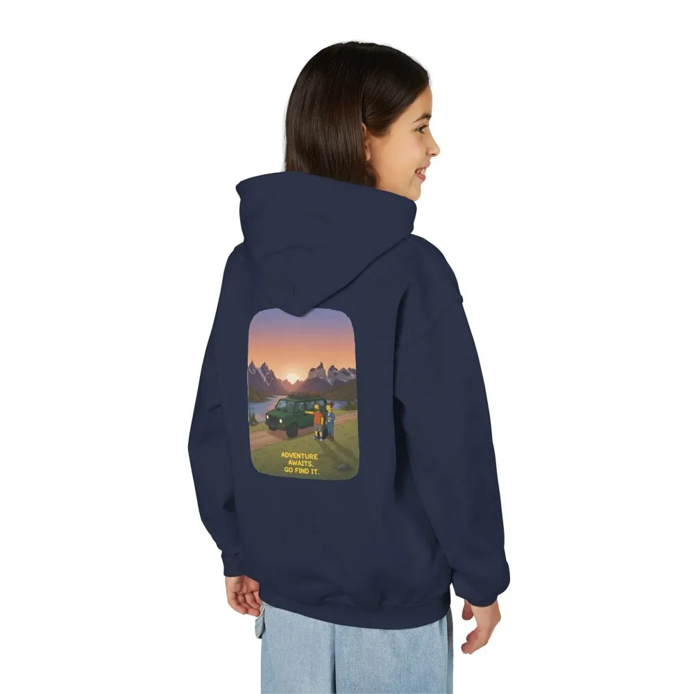 7056629441332955840_2048.jpeg Youth Hoodie(Gildan) – "Adventure Awaits-Go Find It" (Design Sitcom-Line)
