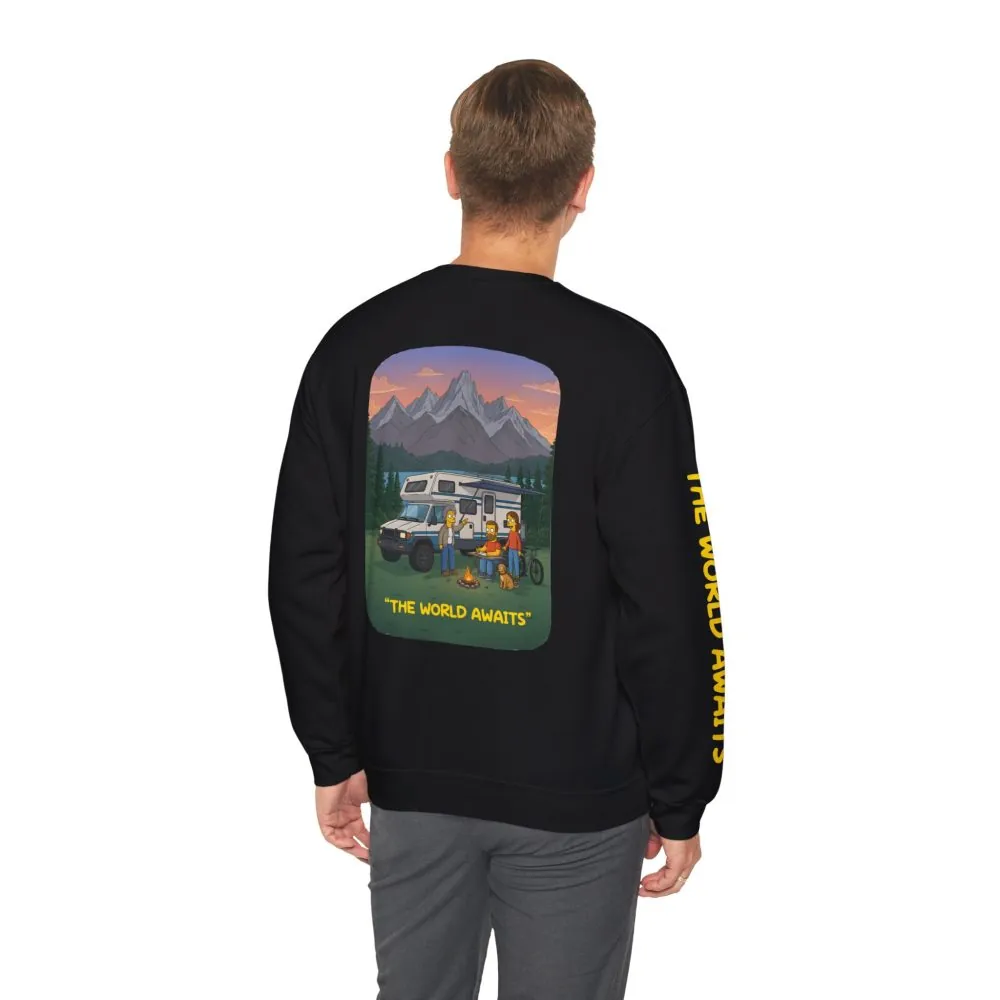7083272938727005080_2048.jpeg Unisex Heavy Blend™ Crewneck Sweatshirt — "The World Awaits" Design Sitcom-Line