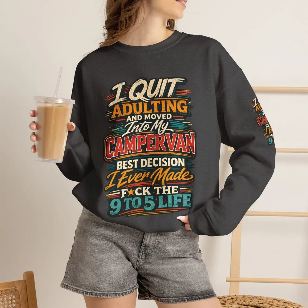 Unisex Heavy Blend™ Crewneck Sweatshirt — "I Quit Adulting" Design F**K-Line