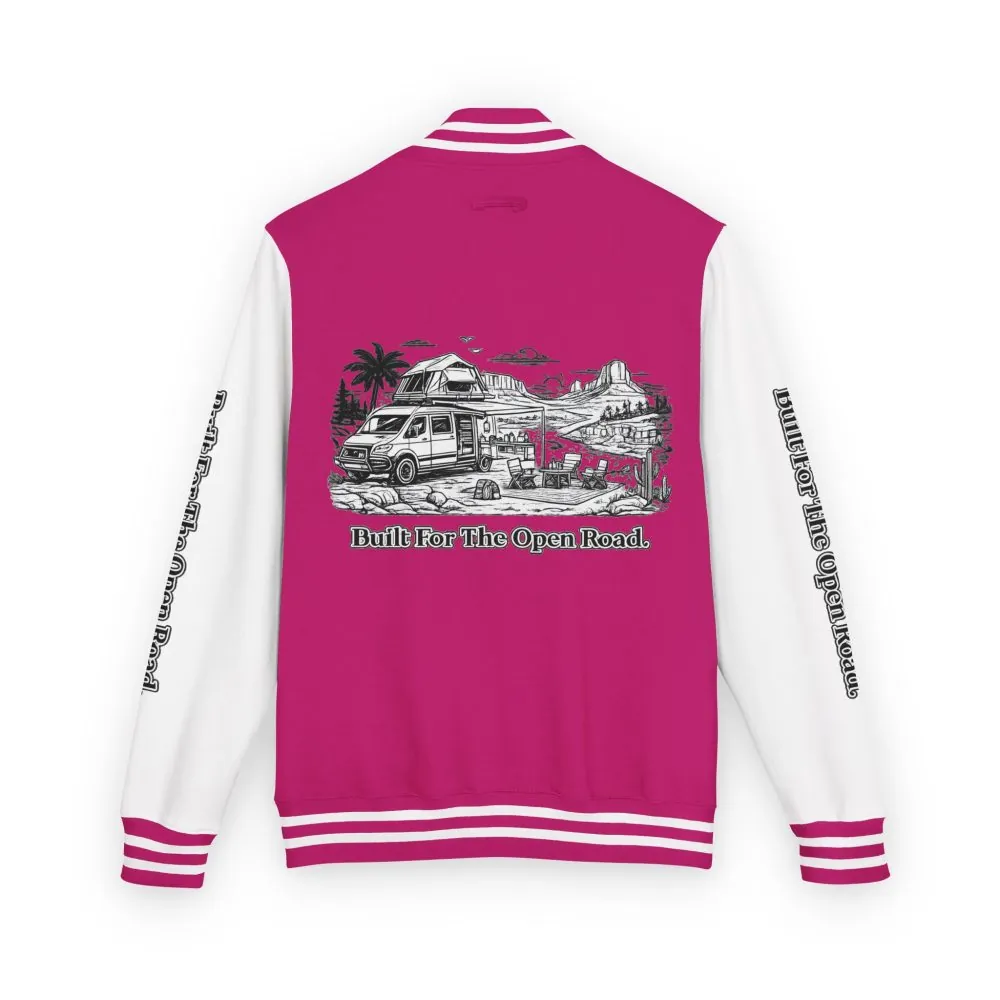 7086235996338003818_2048.jpeg Unisex Heavyweight Letterman Jacket — "Built For The Open Road" Travel Varsity Coat