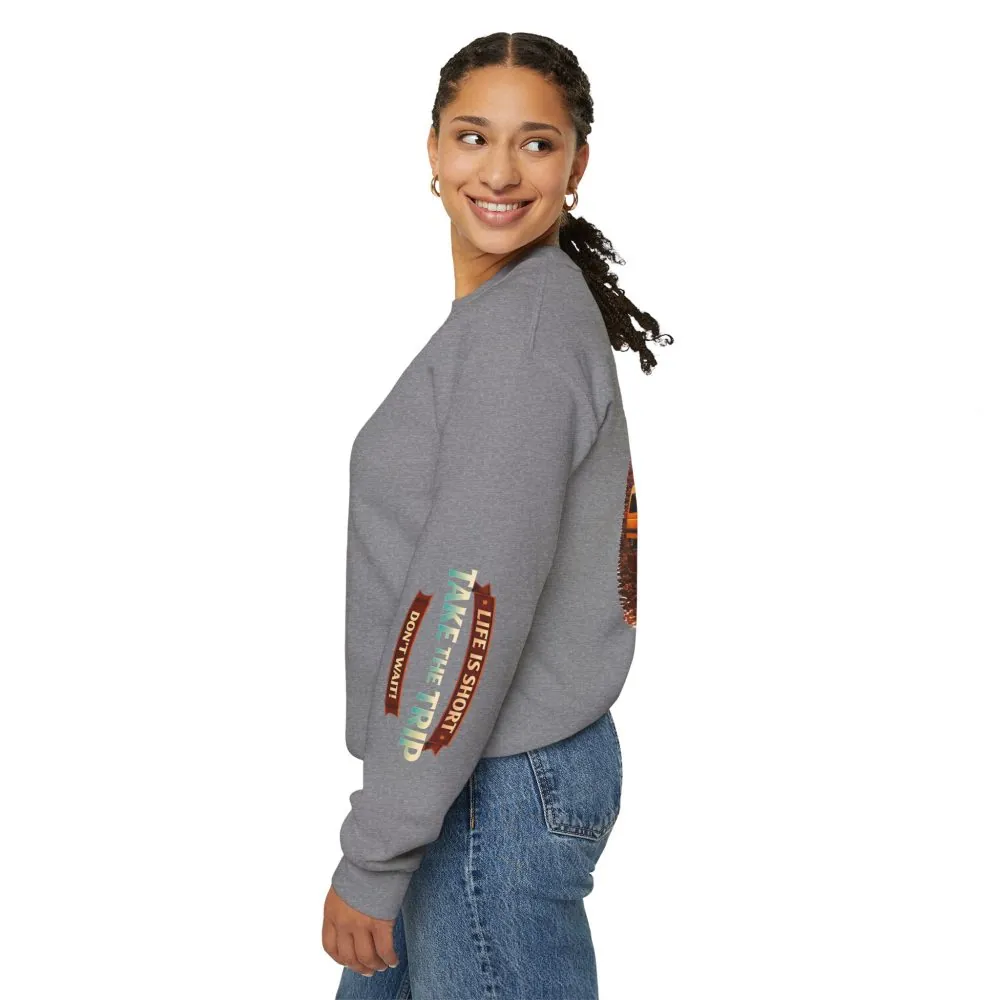 Unisex Heavy Blend™ Crewneck Sweatshirt — "Life Is To Short-Take The Trip" Design Scenic-Line