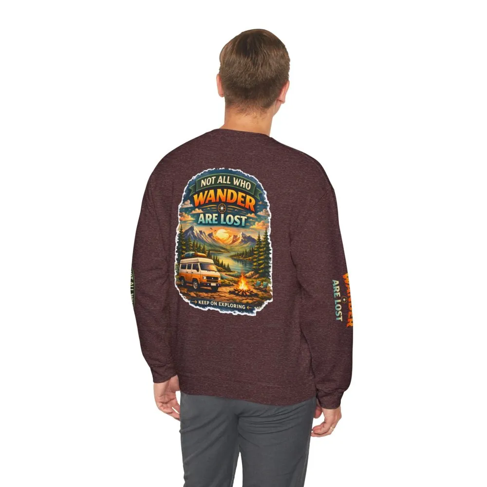 7100451669461002588_2048.jpeg Unisex Heavy Blend™ Crewneck Sweatshirt — "Not All Who Wander Are Lost" Design Scenic-Line