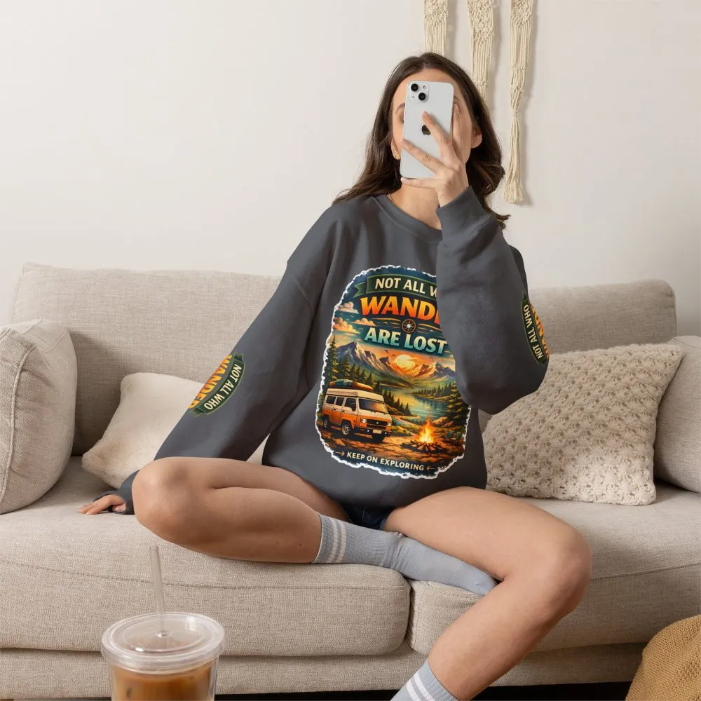 7102413623972548349_2048.jpeg Unisex Heavy Blend™ Crewneck Sweatshirt — "Not All Who Wander Are Lost" Design Scenic-Line