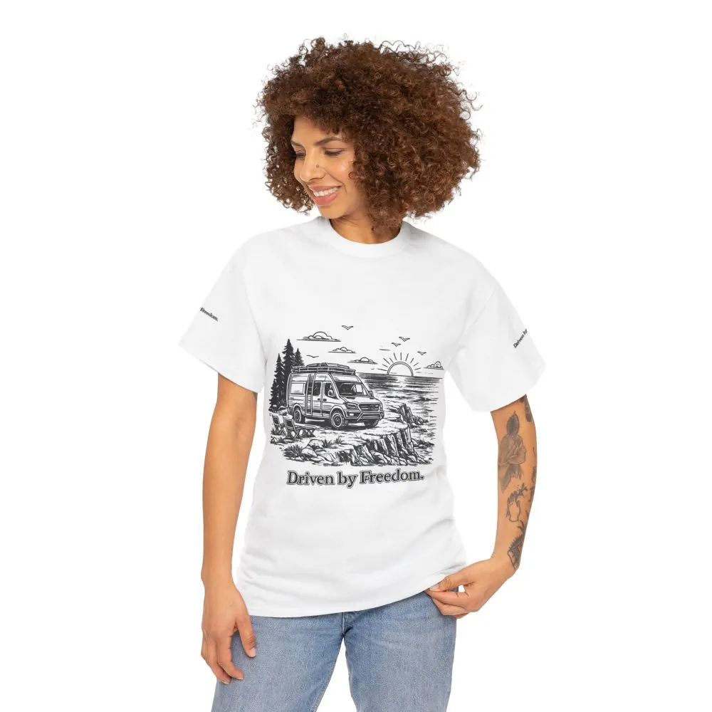 7105061498360383478_2048.jpeg Unisex Heavy Cotton Tee — ""Driven By Freedom" Design Minimal-Line