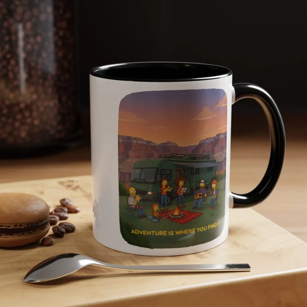 Accent Coffee Mug (11, 15oz) — "Adventure Is Where You Find It" Design Sitcom-Line
