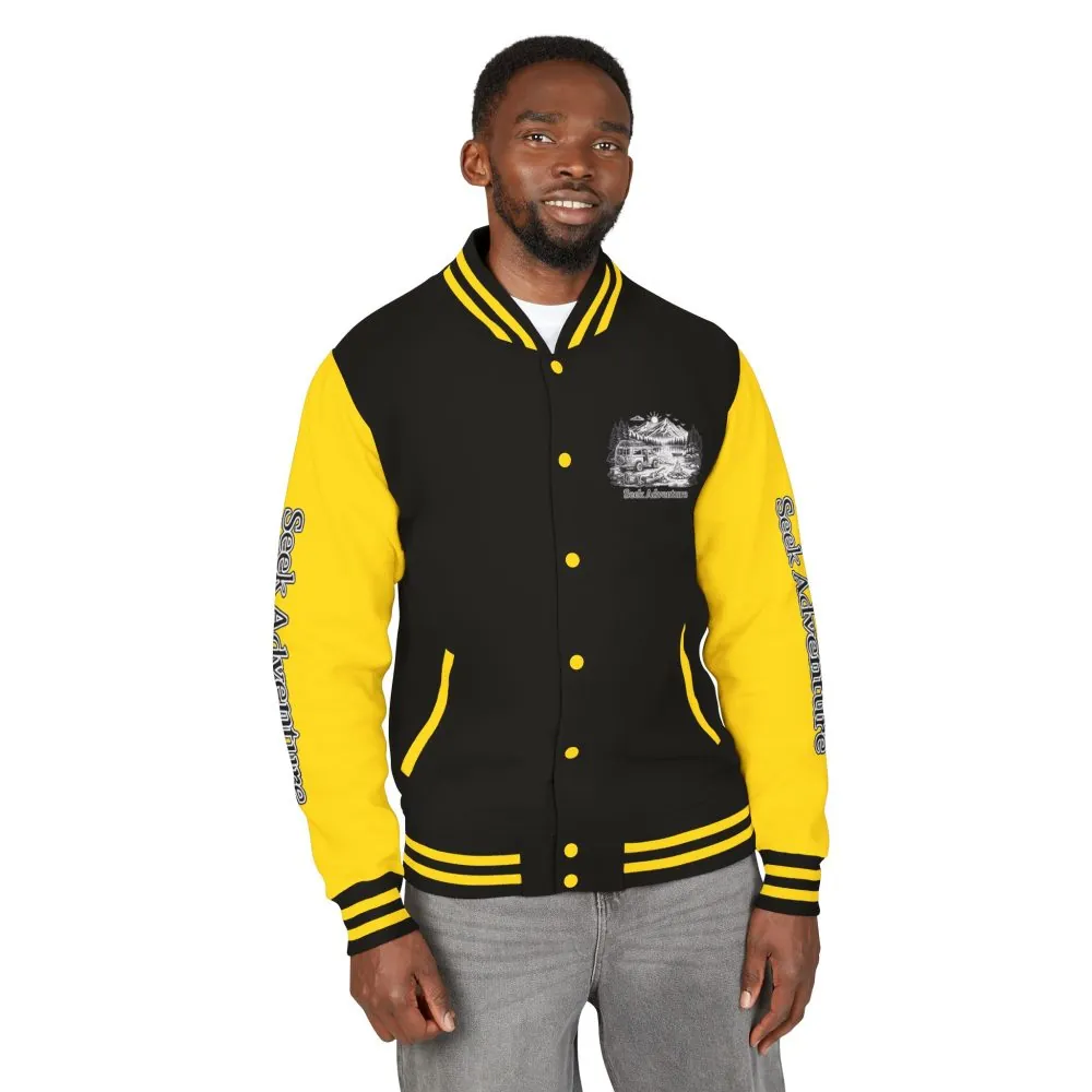Unisex Heavyweight Letterman Jacket — "Seek Adventure" Travel Varsity Coat