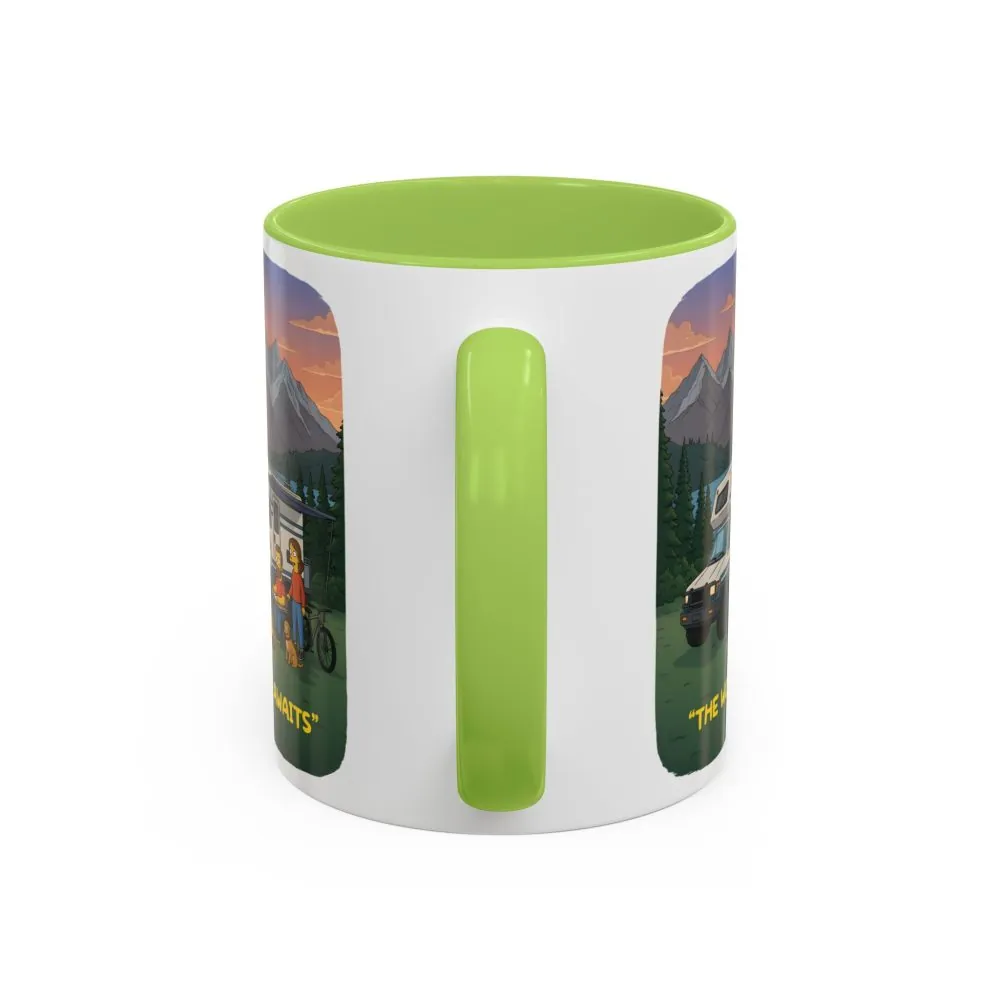 Accent Coffee Mug (11, 15oz) — "The World Awaits" Design Sitcom-Line