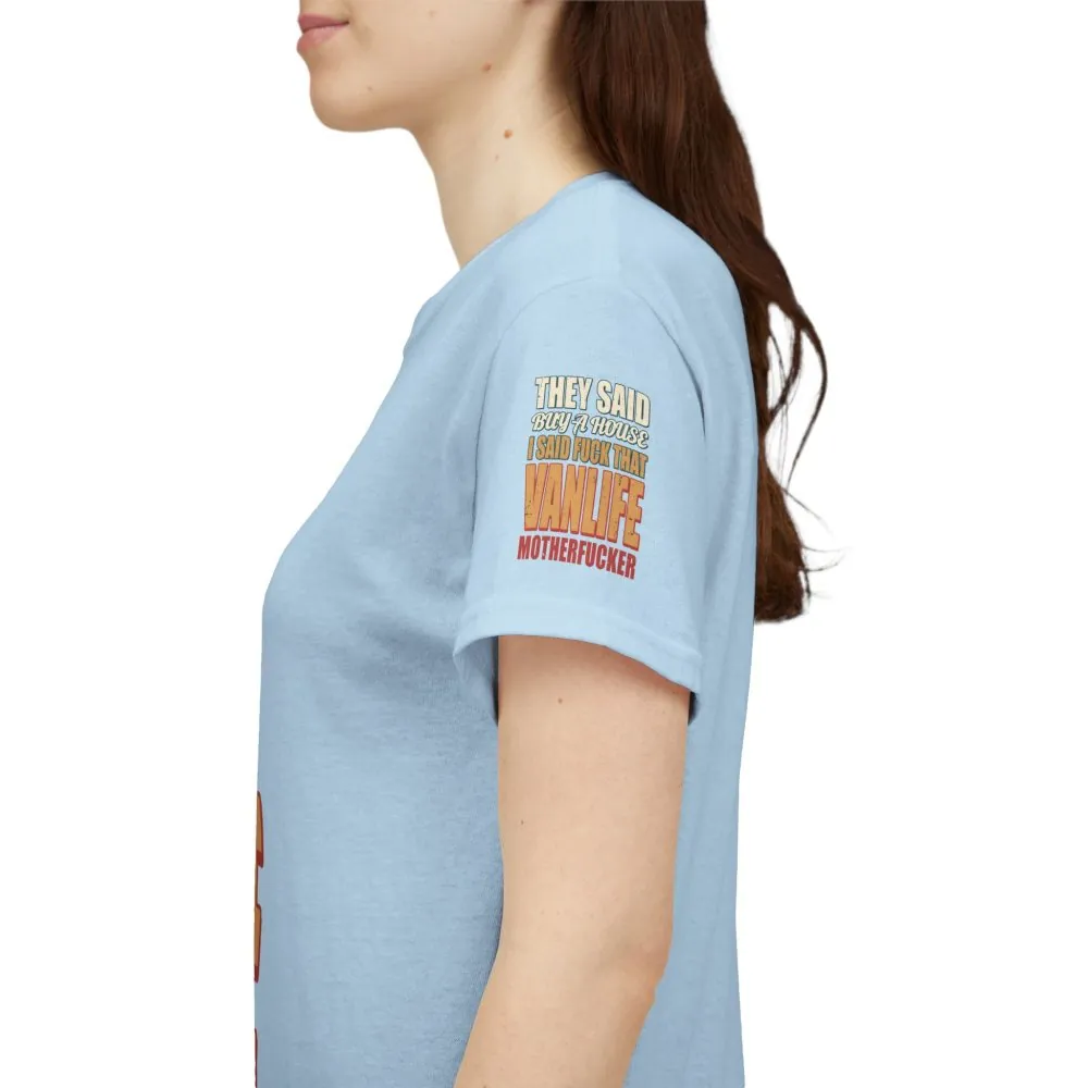 Unisex Heavy Cotton Tee — "They Said Buy A House" Design F**K-Line