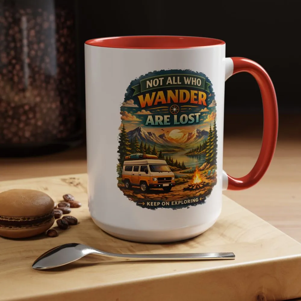 Accent Coffee Mug (11, 15oz) — "Not All Who Wander Are Lost" Design Scenic-Line